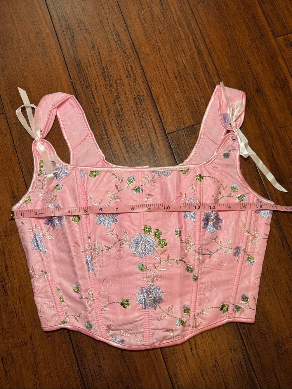 NWOT Pink Embroidered Corset Tank Top Women’s Medium - Picture 6 of 16